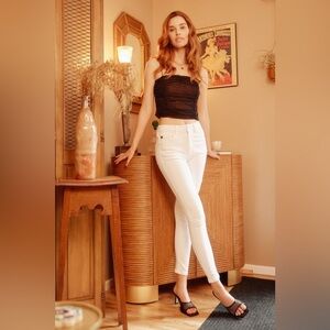 KanCan Mid Rise Toothpick Skinny White Ankle Length Jeans Size 5